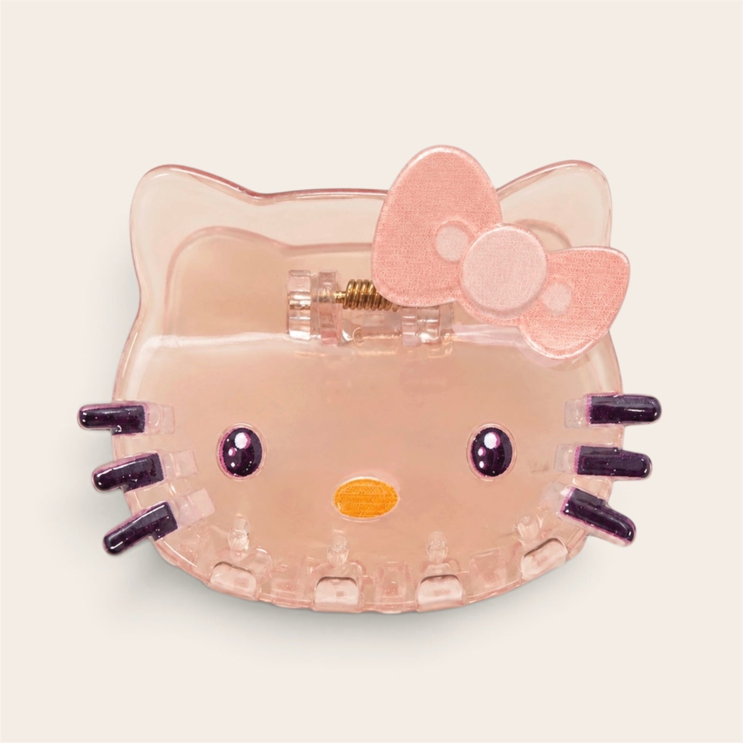Peach Cat Bow Hair Claw Clip