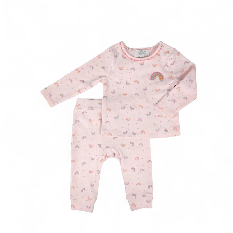 Organic cotton rainbow playset with matching top and bottoms