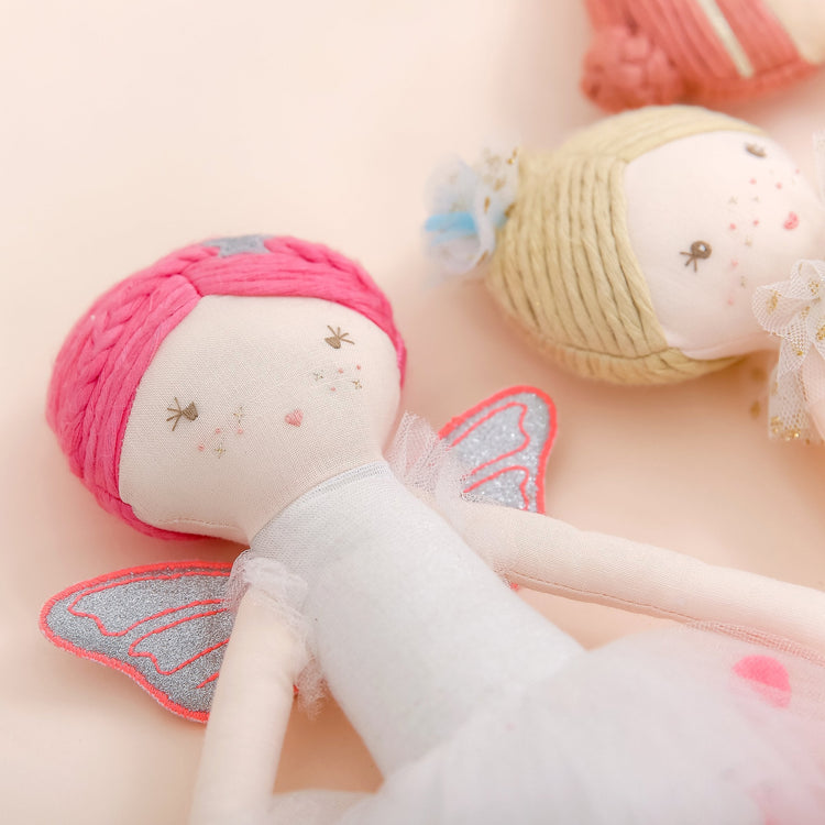 Albetta pink fairy linen dolls with soft wings for baby gifts and nursery décor