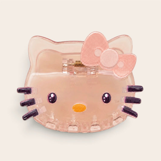 Peach Cat Bow Hair Claw Clip
