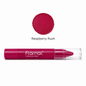 Flarnal lipstick pen with a clear cap, shown below a circular color swatch labeled 'Raspberry Rush' on a white background.
